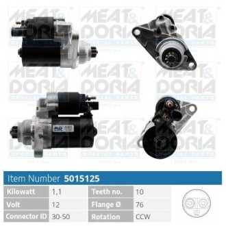 MEATDORIA VW стартер Golf,Polo,Skoda Fabia,Octavia,Seat,Audi MEAT & DORIA 5015125