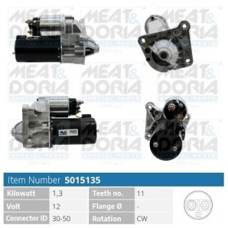 MEATDORIA RENAULT Стартер LAGUNA II (BG0/1_) 1.9 dCi (BG08, BG0G) 01-07 MEAT & DORIA 5015135