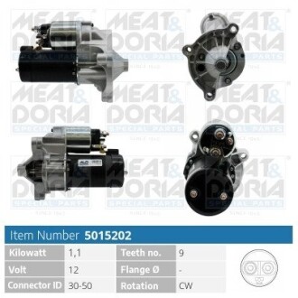 MEATDORIA CITROEN стартер 12V 1.1kW Berlingo,Jumper,Peugeot 306,405,Partner,Expert MEAT & DORIA 5015202