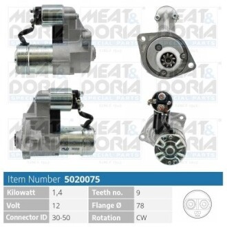 MEATDORIA OPEL Стартер CORSA B (S93) 1.7 D (F08, W5L) 99-00 MEAT & DORIA 5020075 (фото 1)