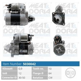 MEATDORIA FIAT Стартер PUNTO (188_) 1.2 60 00-09 MEAT & DORIA 5030042