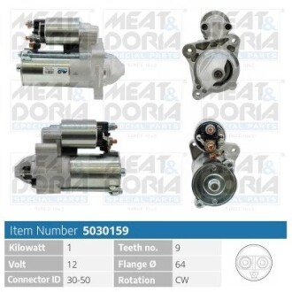 MEATDORIA FIAT Стартер PUNTO (176) 1.4 GT Turbo -99, SCUDO (220_) 1.6 96-06 MEAT & DORIA 5030159