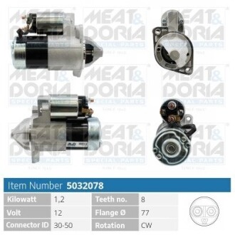 MEATDORIA MITSUBISHI Стартер GALANT VIII (EA_) 2.4 GDI 00-04, OUTLANDER I (CU_W) 2.0 4WD 03-06 MEAT & DORIA 5032078