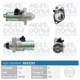 MEATDORIA HONDA Стартер CR-V III (RE_) 2.4 i-VTEC 4WD (RE7) 09- MEAT & DORIA 5033291