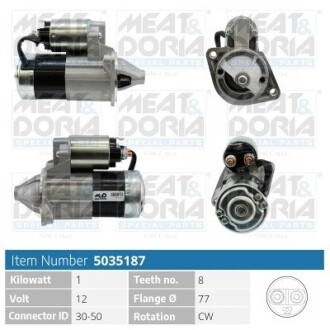 MEATDORIA MITSUBISHI Стартер LANCER VII (CS_A, CT_A) 1.3 03-13, PAJERO PININ I (H6_W, H7_W) 1.8 01-07 MEAT & DORIA 5035187