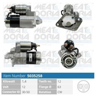 MEATDORIA RENAULT Стартер LAGUNA III (BT0/1) 1.6 16V (BT04, BT0D, BT0U) 07-15, DACIA DUSTER (HS_) 1.6 16V 4x4 10-18 MEAT & DORIA 5035258