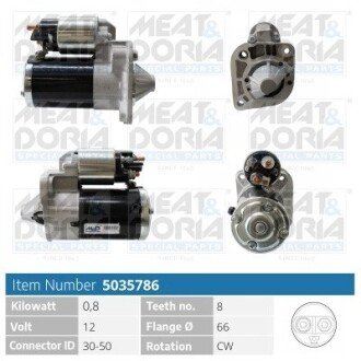 MEATDORIA RENAULT Стартер LOGAN I (LS_) 1.6 04-, DACIA MEAT & DORIA 5035786