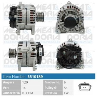 MEATDORIA RENAULT Генератор CLIO III (BR0/1, CR0/1) 1.5 dCi 05-10 MEAT & DORIA 5510189