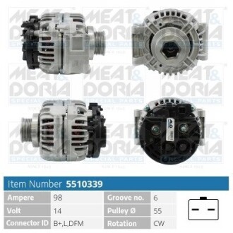 MEATDORIA RENAULT Генератор CLIO II 1.4 16V 99-04, DACIA MEAT & DORIA 5510339