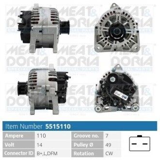 MEATDORIA RENAULT Генератор LAGUNA II (BG0/1_) 1.9 dCi (BG05) 04-05 MEAT & DORIA 5515110