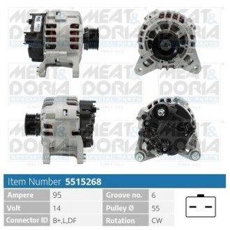 MEATDORIA RENAULT Генератор LOGAN I (LS_) 1.6 04-, DACIA MEAT & DORIA 5515268