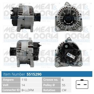 MEATDORIA RENAULT Генератор GRAND SCENIC II 1.6 04-06, DACIA MEAT & DORIA 5515290