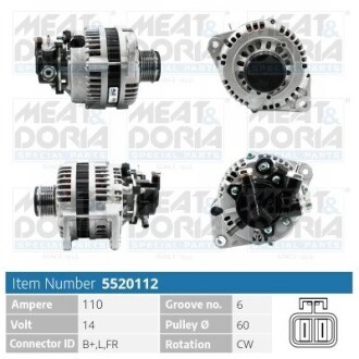 MEATDORIA OPEL Генератор ASTRA H (A04) 1.7 CDTI (L48) 04-10 MEAT & DORIA 5520112