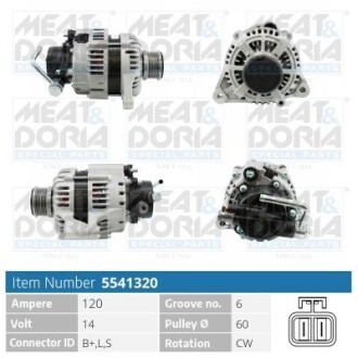 MEATDORIA HYUNDAI генератор Tucson 04-, Santa FE 01-, KIA Sportage 04- MEAT & DORIA 5541320