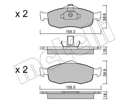 Тормозные колодки передние Ford Mondeo I/II 93-00/Scorpio I/II 85-98 Metelli 22-0146-0