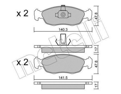 Передние тормозные колодки Peugeot 106/306/Citroen Xsara 93-05 Metelli 22-0156-1