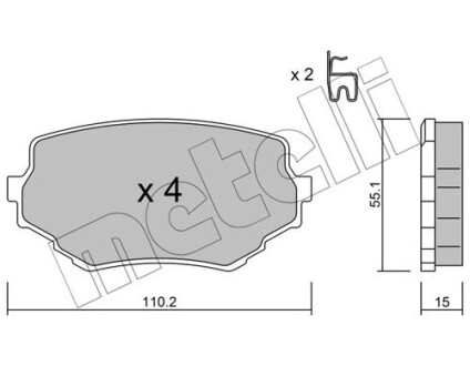 Тормозные колодки передние Suzuki Grand Vitara 98-05/Vitara 88-98 Metelli 22-0249-0