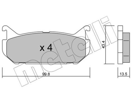 Задние тормозные колодки Mazda 626 91-02 Metelli 22-0303-0