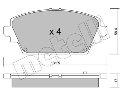 Передние тормозные колодки Nissan Almera II Tino/Primera III 00-08 Metelli 22-0464-0