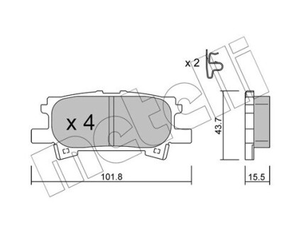 Тормозные колодки задние Lexus RX 03-08 Metelli 22-0619-0