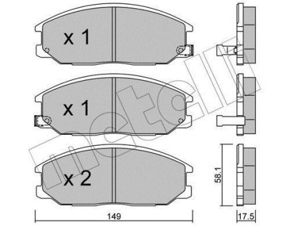 Колодки гальмівні (передні) Hyundai Santa Fe 01-06/Ssangyong Actyon/Kyron/Rexton 05- Metelli 22-0632-0