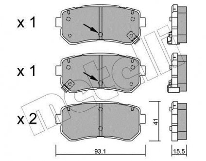 Колодки гальмівні (задні) Hyundai Kona/Kia Picanto 11- Metelli 22-0725-1 (фото 1)