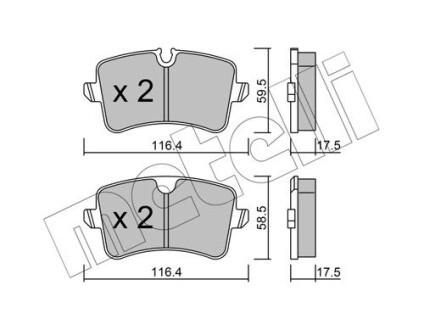 Колодки гальмівні (задні) Audi A4/A5/A6/A7 10-/Porsche Macan 14- Metelli 22-0955-0