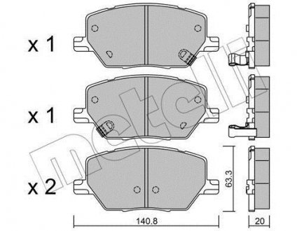 Колодки гальмівні (передні) Fiat 500X 1.4-1.6/1.6-2.0D 14-/ Jeep Renegade1.4-1.6/2.0CRD 14- Metelli 22-1001-0 (фото 1)