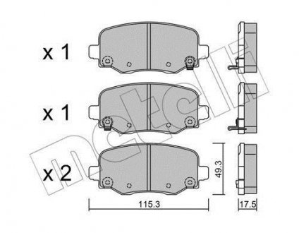 Колодки гальмівні (задні) Fiat 500/Jeep Compass/Renegade 14- Metelli 22-1002-1