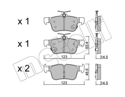 Колодки тормозные (задние) Ford Focus/Kuga 18- Metelli 22-1040-1