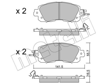 Тормозные колодки передние Nissan Leaf 10- Metelli 22-1080-0