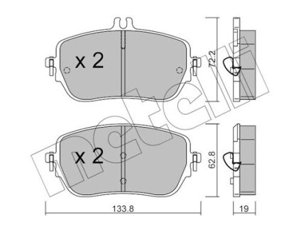 Тормозные колодки передние MB A-class (W177)/B-class (W247) 18- Metelli 22-1193-0 (фото 1)