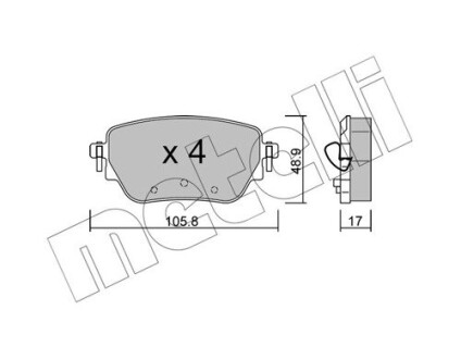 Тормозные колодки задние MB A-class (W177)/B-class (W247) 18-/GLA-class (C118) 19- Metelli 22-1195-0