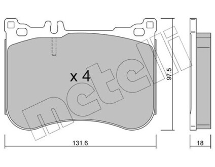 Тормозные колодки передние MB S-class (W221/W222/X222/C217) 05- Metelli 22-1197-0