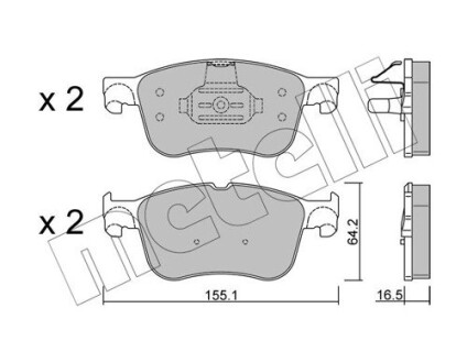 Колодки гальмівні (передні) Ford Focus 18-/Kuga 19-/Puma 20-/Linkoln Corsair 20- Metelli 22-1205-1