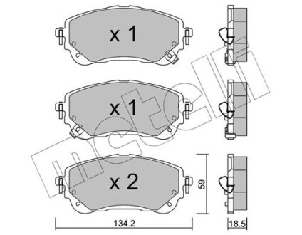 Передні гальмівні колодки Toyota Corolla XII 18-/Suzuki Swace 20- (с датчиком) Metelli 22-1234-0