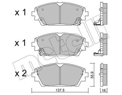 Передние тормозные колодки Mazda 3 18- (+датчики) Metelli 22-1237-0