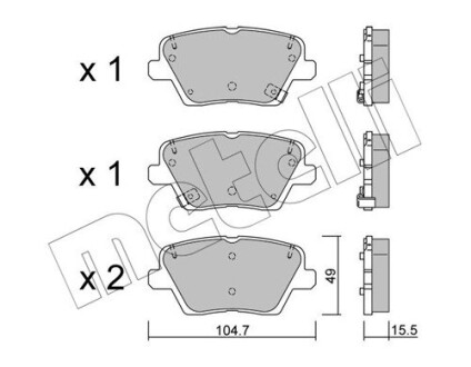 Колодки гальмівні (задні) Hyundai i30 16-/Kia Ceed 1.0-1.6 18- Metelli 22-1243-0