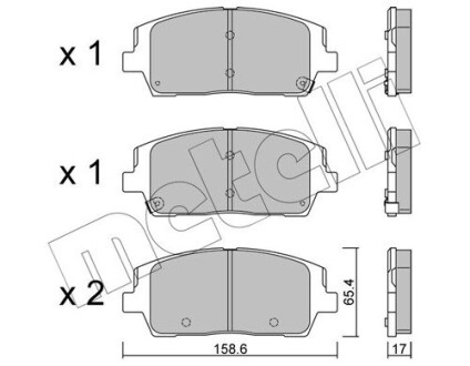 Колодки гальмівні (передні) Hyundai Santa Fe IV 18-/Kia Sorento III 15- Metelli 22-1244-0