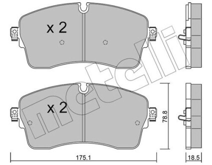 Колодки гальмівні (передні) Land Rover Discovery 14-/Range Rover Evoque 18- Metelli 22-1250-1