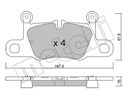 Тормозные колодки задние Porsche 911 12- Metelli 22-1258-0