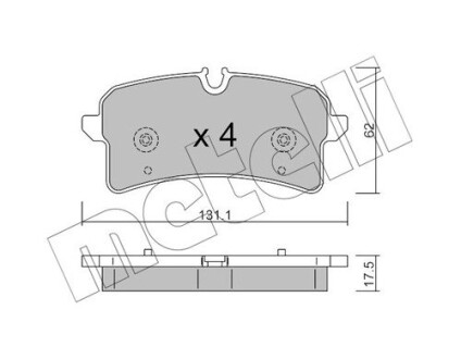 Колодки гальмівні (задні) Audi A6 13-/A7 13-/Porsche Macan 14- Metelli 22-1261-0