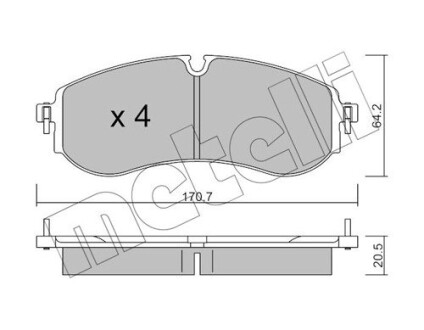 Колодки гальмівні (задні) VW Crafter 16-/MAN TGE 16- Metelli 22-1263-0