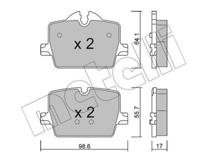 Тормозные колодки задние BMW 3 (G20/G21/G80/G81)/Z4 (G29) 18-/4 (G22/G82) 20- Metelli 22-1265-0