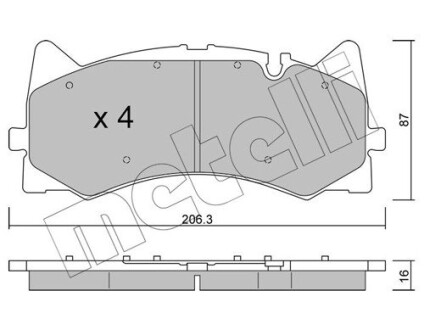 Колодки гальмівні (передні) MB C-class (W205/C205/S205) C 63 AMG 14- Metelli 22-1271-0