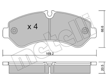 Тормозные колодки задние MB Sprinter (907) 511-519 CDI 18- Metelli 22-1276-0