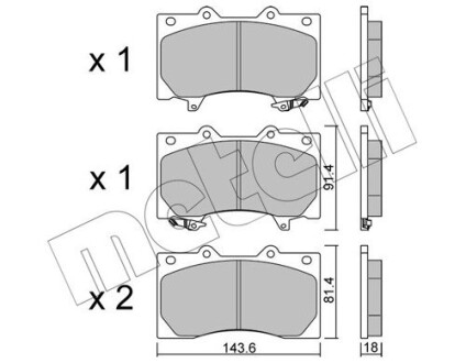 Передние тормозные колодки Nissan Patrol 10- (+ датчики) Metelli 22-1279-0