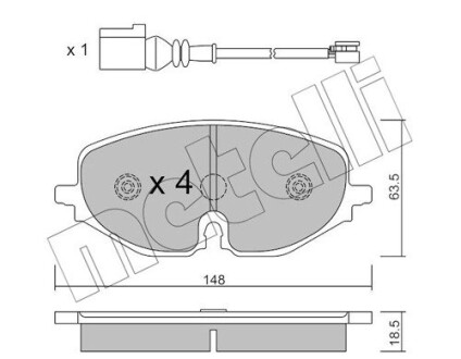 Колодки гальмівні (передні) Audi A3/Skoda Octavia/Seat Leon/VW Golf VIII 19-/Caddy 20- (+датчики) Metelli 22-1280-0