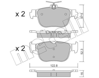 Задние тормозные колодки Audi A3/Seat Leon/Skoda Octavia/VW Golf VIII 19-/Caddy 20- Metelli 22-1281-0