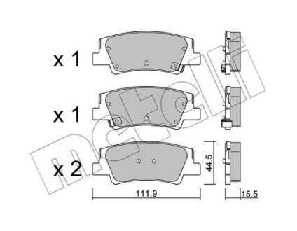 Колодки гальмівні (задні) Hyundai Tucson 20-/Kia Niro 22- (+ датчики) Metelli 22-1299-0